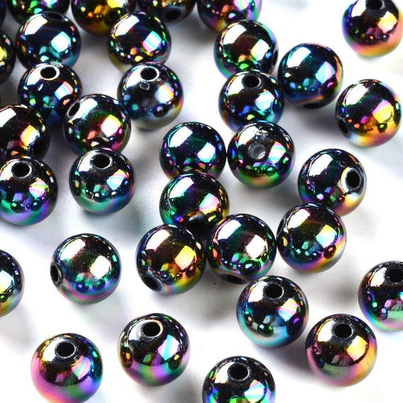 Classic Rainbow Plastic Resin Beads ~ Large Hole ~ 10mm X 11mm