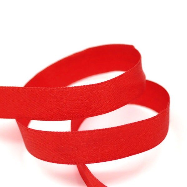 1 Roll - 25yds - 0.5" = 1/2 inch- 13mm - Red Satin Ribbon - Weddings, Floral Arrangements, Favors, Decor!