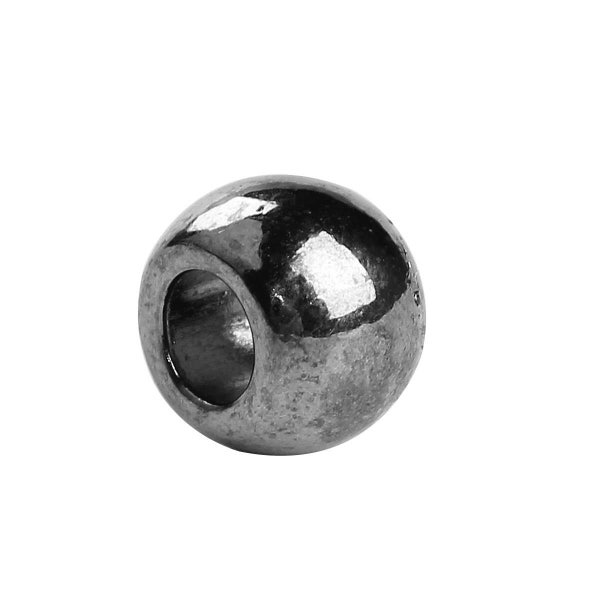 50 pcs Gunmetal Metal Smooth Ball Spacer Beads - 10mm - Large Hole: 4.4mm - Fits European Cords and Paracord!