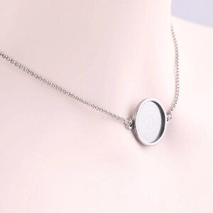 2 pcs. 304 Stainless Steel Silver Tone Chain Necklaces - 22" (56cm) - 20mm Bezel - Tarnish Resistant!