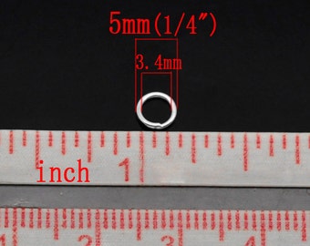 100 Stück Versilberte Offene Sprünge - 5mm - 20 Gauge