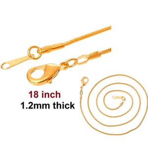 10 pcs. Gold Plated Snake Chain Necklaces 18&quot; - (1.2mm) - Claw Clasps - Lobster Clasps
