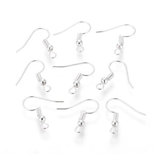 1000 pcs Silver Plated Earring Hooks with Spring and Ball - 18mm x 19mm - Parallel Loop