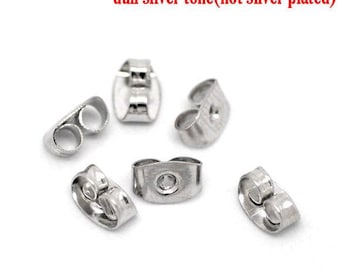 500 pcs (250 Pairs) Silver Tone Ear Nuts - 6mm x 5mm - Earring Stoppers! - Butterfly Design