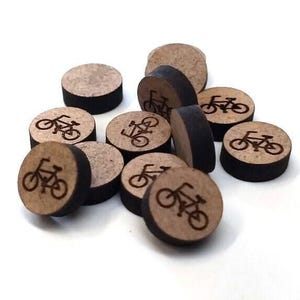 10 Stück In Holz gravierte Cabochons - Fahrrad - 12 mm - Flacher Münzkreis