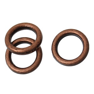 May include: Three copper jump rings, two stacked on top of each other, and one separate ring.