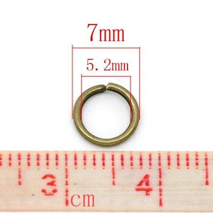 100 pcs Antique Bronze Open Jump Rings - 7mm - 18 Gauge