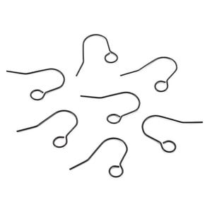50 ganchos para pendientes de acero inoxidable 304 con argolla - 27 mm x 20 mm - Argolla grande: 6 mm - Negro