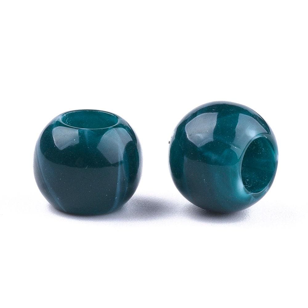 75 piezas de cuentas espaciadoras de bolas de acrílico estilo piedra preciosa lisa azul - 12 mm - Orificio grande: 5,5 mm - ¡Se adapta a cordones europeos y Paracord!