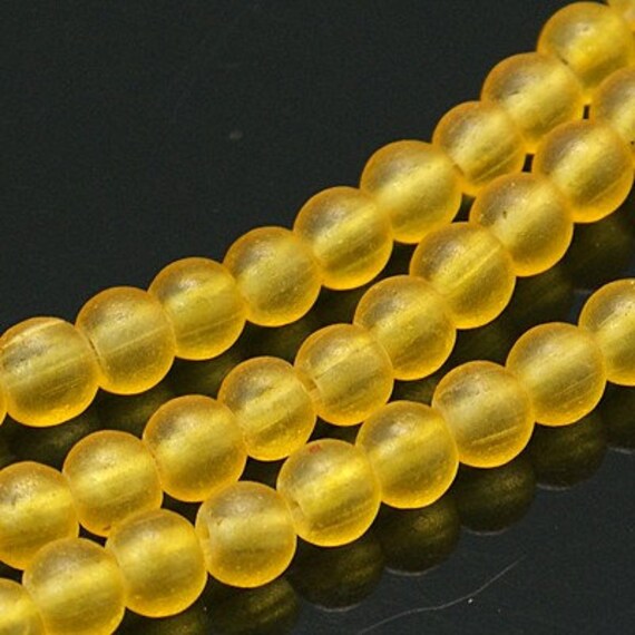 8mm Yellow Frosted Glass Round Beads 15 strand 40cm Etsy