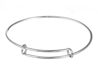 1 pc.  Stainless Steel Adjustable Slide On Bracelets - 22cm (8 5/8") - 6.8cm