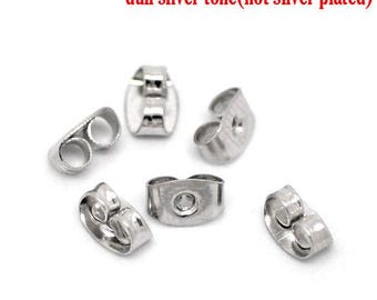 500 pcs (250 Pairs) Silver Tone Ear Nuts - 6mm x 5mm - Earring Stoppers! - Butterfly Design