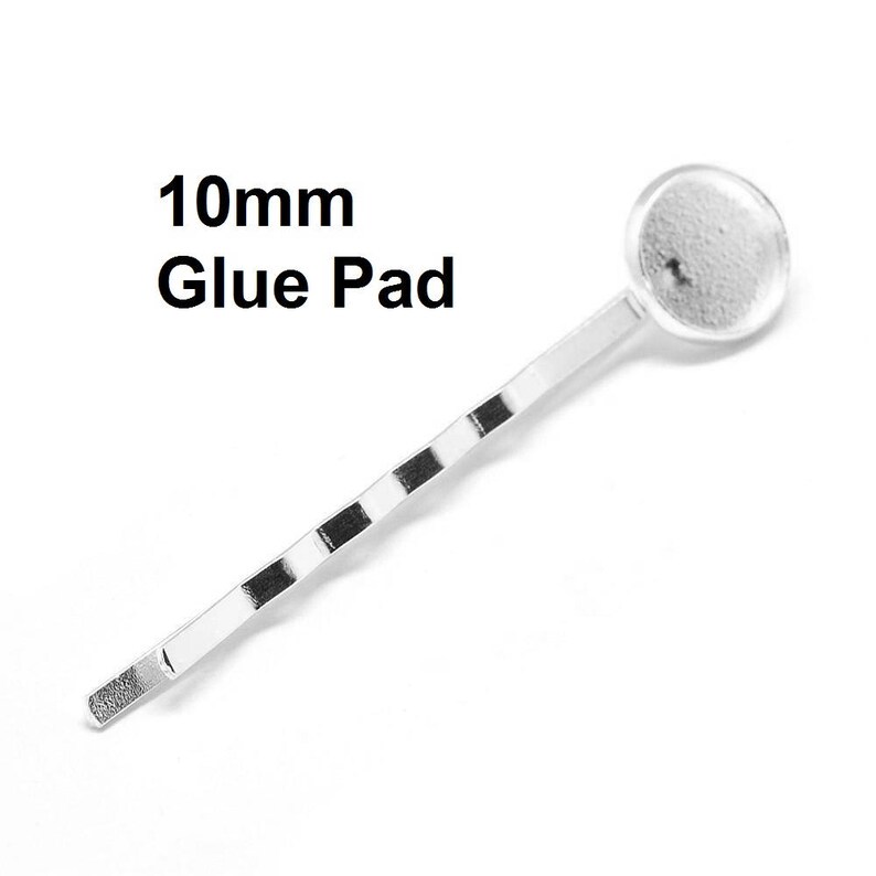 60mm x 12mm 12 2 14 10 pcs - 10mm Glue Pad - Silver Plated Hair Bobby Pins Cabochons Bezels
