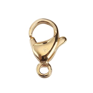 10 pcs. 304 Stainless Steel Lobster Clasps - 13mm x 8mm - Claw Clasps - Hypoallergenic! Tarnish Resistant! - Gold Plated