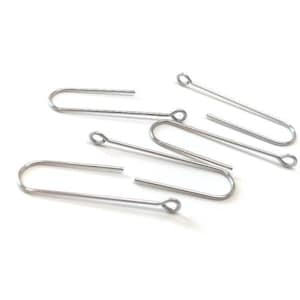 20 pcs 304 Stainless Steel Earring Hooks - 31mm x 9mm - Hole: 1.7mm - Long Ear Wire Stick Bar - Silver - Perpendicular Loop