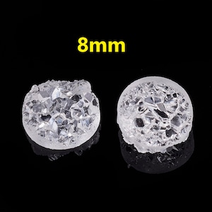 10 piezas. Druzy Resina Embellecimiento Cabujones Claros - 8mm