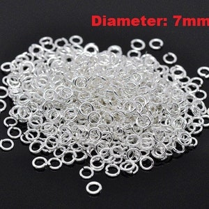 100 pcs Silver Plated Open Jump Rings - 7mm - 18 Gauge