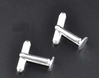 Lot of 10 Silver Plated Cuff Links (5 pairs) - 8mm Glue Pad