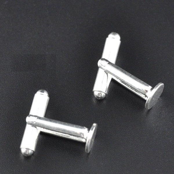 Lot of 10 Silver Plated Cuff Links (5 pairs) - 8mm Glue Pad