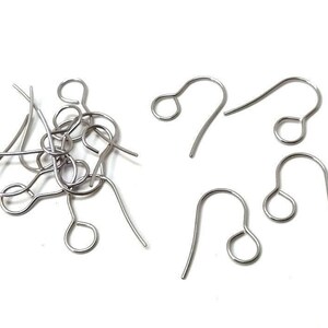 50 ganchos para pendientes de acero inoxidable 304 con argolla - 19 mm x 14 mm - Argolla grande: 6 mm