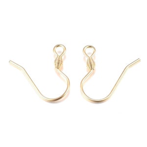 20 pcs 304 Stainless Steel Earring Hooks with Spring - Golden - 15mm x 16mm - Hypoallergenic! Tarnish Resistant! Hole size: 2mm