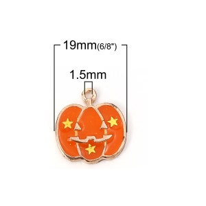 10 Pcs. Gold Plated Halloween Pumpkin Jack O Lantern Enamel Charms ...