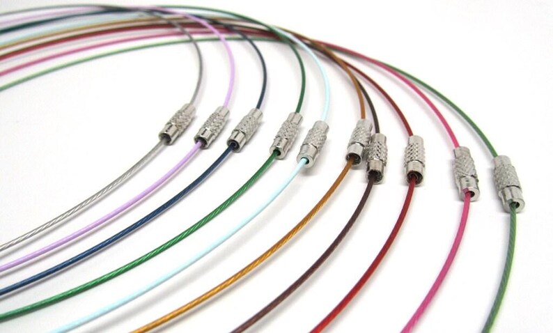 10 st. Halsband med minnestrådschokerbeläggning och silverskruvspänne - 40 cm - 1 mm - TJOCKA - 10 färger - HÖG KVALITET bild 2