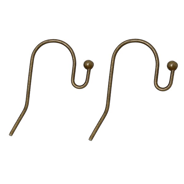 200 pcs Antique Bronze Earring Wire Hooks with Ball - 20x15mm - 20mm x 15mm - 21 Gauge Wire