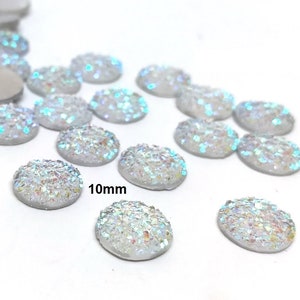 10 pcs Druzy Resin Embellishment Cabochons Clear Multicolor - 10mm - Dome Circle