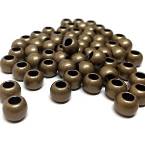 100 pcs Antique Bronze Smooth Ball Spacer Beads - 10mm - Large Hole: 4.7mm - Fits European Cords and Paracord!