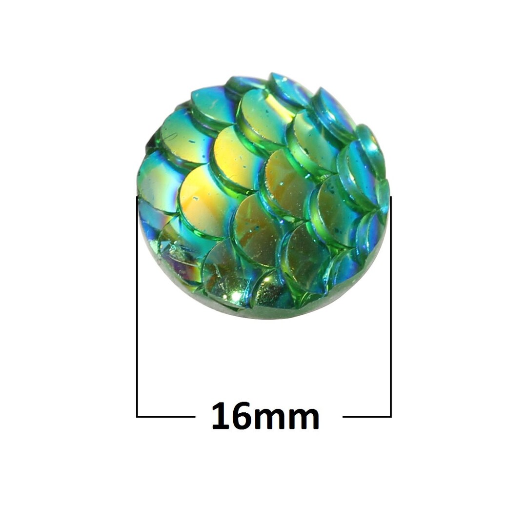 10 Pcs Mermaid Fish Scales Resin Carved Embellishment Cabochons Green ...