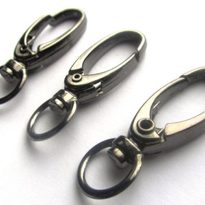 LARGE - 20 pcs. Gunmetal Lobster Swivel Clasps for Key Ring - 41 x 14mm (1 5/8 inch) - Claw Clasps