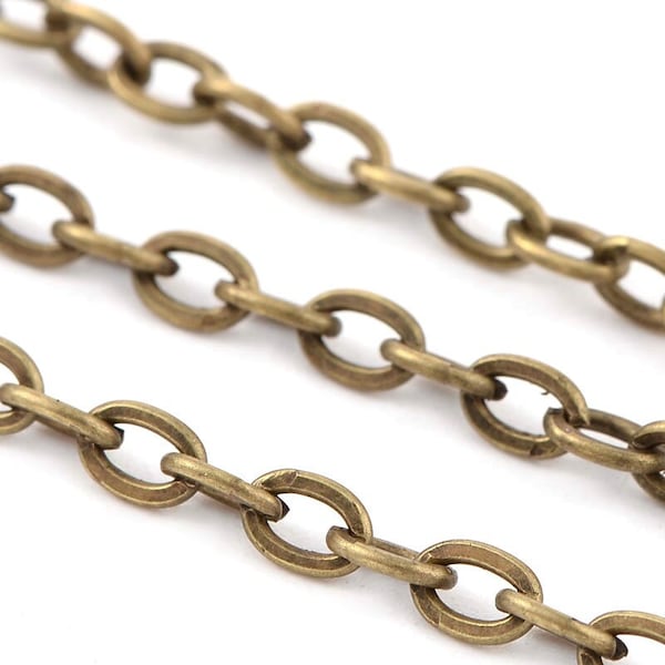 10M (32.8 Ft) - Antique Bronze Iron Cable Chain Link - 5x3.3mm - 5mm x 3.3mm - 3.3x5mm