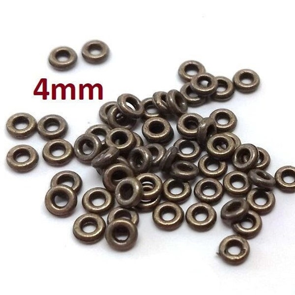 100 pcs Antique Bronze Soldered Closed Jump Rings - 4mm - 16 Gauge (1.2mm Thick)