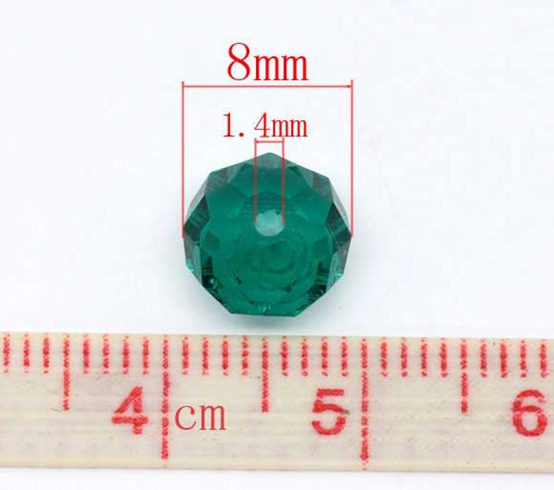 20 pcs 8mm Hole Size: 1.3mm Malachite Green Crystal Quartz Faceted Rondelle Beads