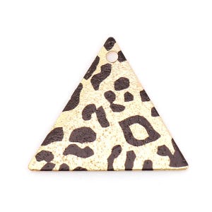 10 pcs Gold Plated Multicolor Enamel Triangle Metal Dangle Charms Pendants - 22mm x 19mm - 0.87&quot;- Leopard - For Earrings, Necklaces, Dangles