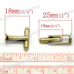 thumbnail interactive-video image 1 of 1 Pair Antique Bronze Cuff Link Settings With 18 Mm Glass Cabochons – DIY Jewelry 1 of 4