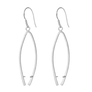 2 pcs (1 pair) 925 Sterling Silver Earring Wishbone Hooks - 56x14mm (2.2x0.55&quot;) - LONG - HIGH QUALITY! Over 2 inches long!