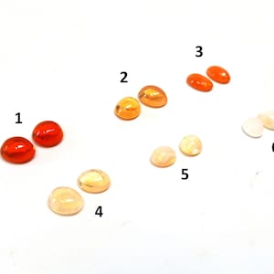 2 pezzi (1 paio) Cabochon in autentico opale di fuoco messicano - Da utilizzare con montanti per orecchini piatti e cuscinetti piatti! Le dimensioni variano