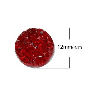 10 pcs Druzy Resin Embellishment Cabochons Wine Passion Dark Red AB - 12mm