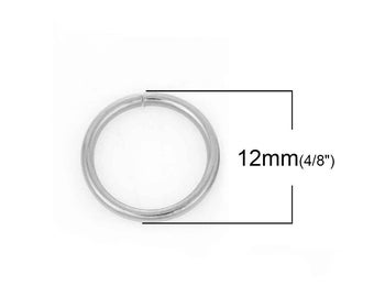 500 pcs Stainless Steel Open Jump Rings 12mm - 16 Gauge - THICK - HEAVY - High Quality