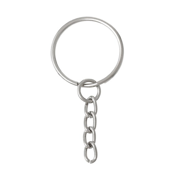 50 Pcs. - Silver Tone Split Key Chain Rings With Chain- 48x23mm - Etsy