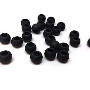 100 cuentas espaciadoras de bolas lisas negras - 10 mm - Orificio grande: 4,7 mm - MATE - ¡Compatible con cordones europeos y Paracord!