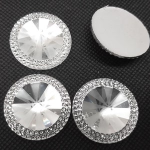 10 pcs Resin Embellishment Druzy Cabochons Silver Clear Multicolor - 30mm (1.18 inch)