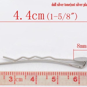 20 stuks zilverkleurige haarspeldjes - 8 mm lijmkussentje - 44 mm lang