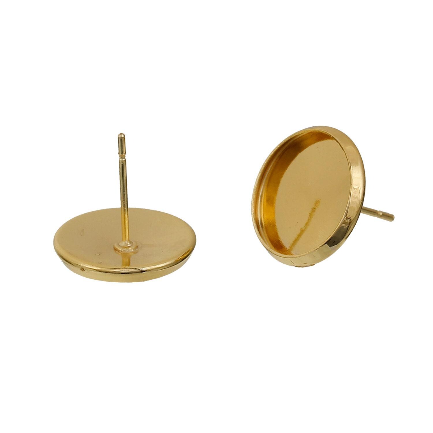Castoni Per Orecchini In Oro 18K - 50 Pezzi Con Vassoio E Supporti - Per Creazioni Bijoux E Cabochon - Diametro 10 Mm - Foto 9