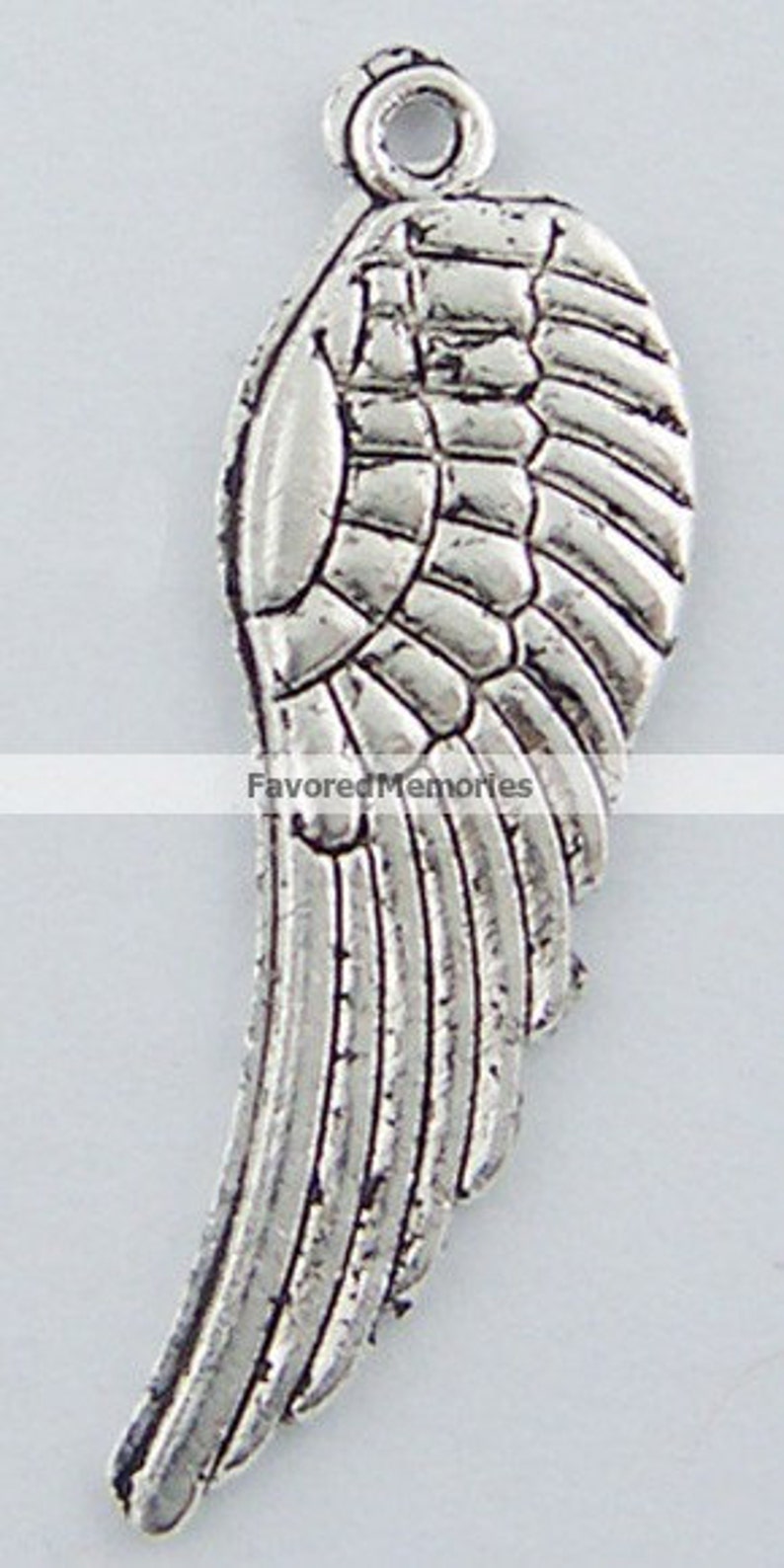 10mm x 30mm 40 pcs LARGE Tibetan Antique Silver Wings Charms