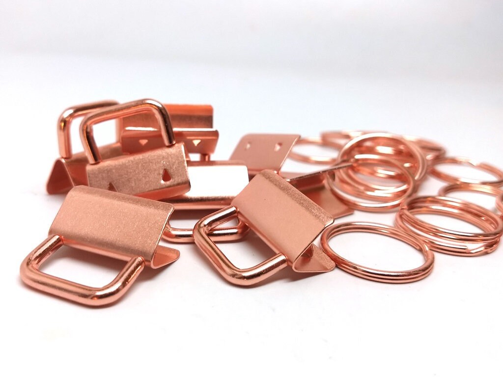 10 Pcs. Rose Gold Plated Key Fobs and Key Rings 1 - Etsy