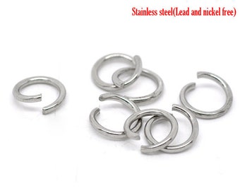 100 pcs 304 Stainless Steel Open Jump Rings 9mm - 18 Gauge (1mm Thick) - Tarnish Resistant!