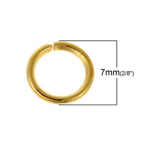 100 pcs Gold Plated Open Jump Rings - 7mm - 18 Gauge (1mm Thick)